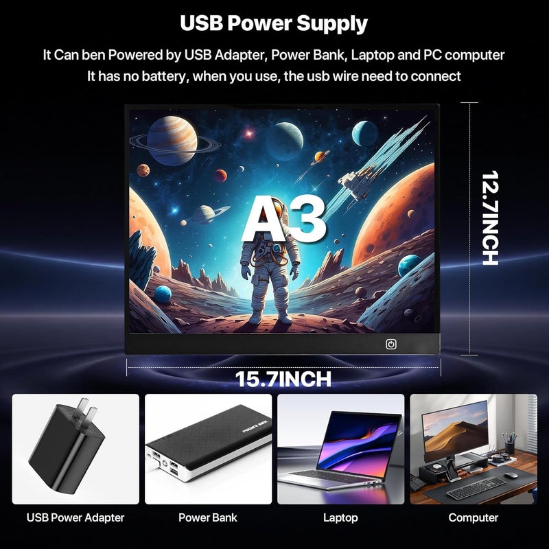 WELLFAR A3 LED Light Box for Tracing and Drawing - Ultra Thin Adjustable Light Table, USB Trace Light UP Pad Screen, Small Copy Board Tracer for Kids Artists, Sketching, Stenciling, and Art Crafting. - Image 2